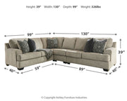 Bovarian 3-Piece Sectional with Ottoman in Stone - PKG001482