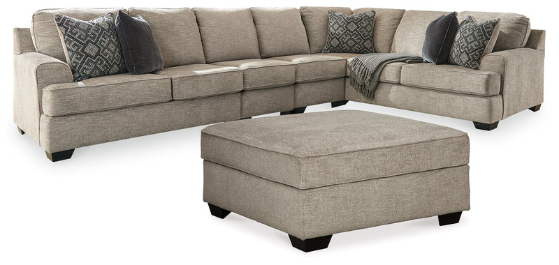Bovarian 4-Piece Sectional with Ottoman in Stone - PKG016152