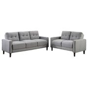 Bowen 2-piece Upholstered Track Arm Tufted Sofa Set Grey - 506781-S2