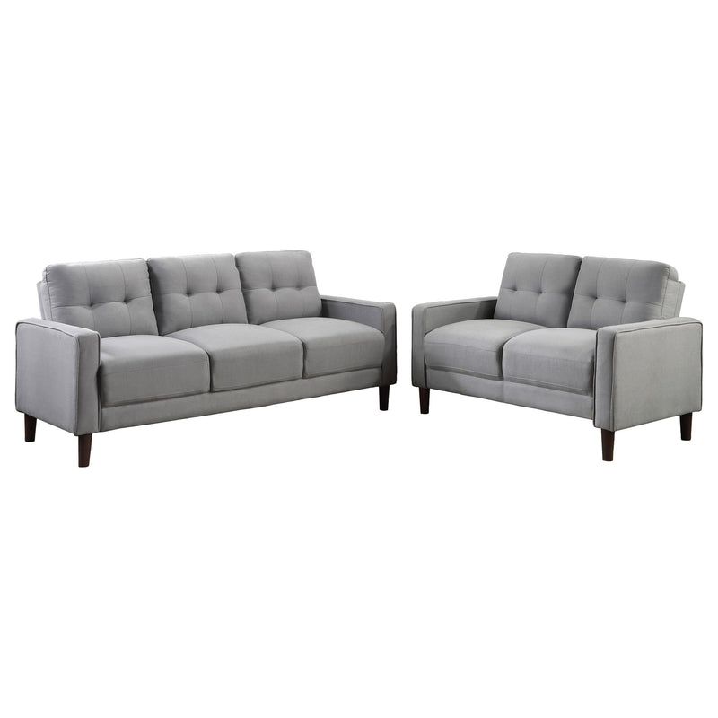 Bowen 2-piece Upholstered Track Arm Tufted Sofa Set Grey - 506781-S2