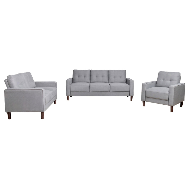 Bowen 3-piece Upholstered Track Arm Tufted Sofa Set Grey - 506781-S3