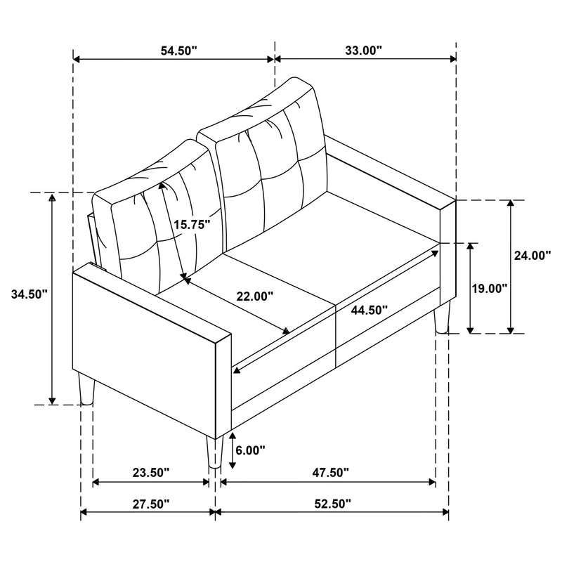 Bowen II 2-piece Fabric Upholstered Track Arm Sofa Set Rust - 509971-S2