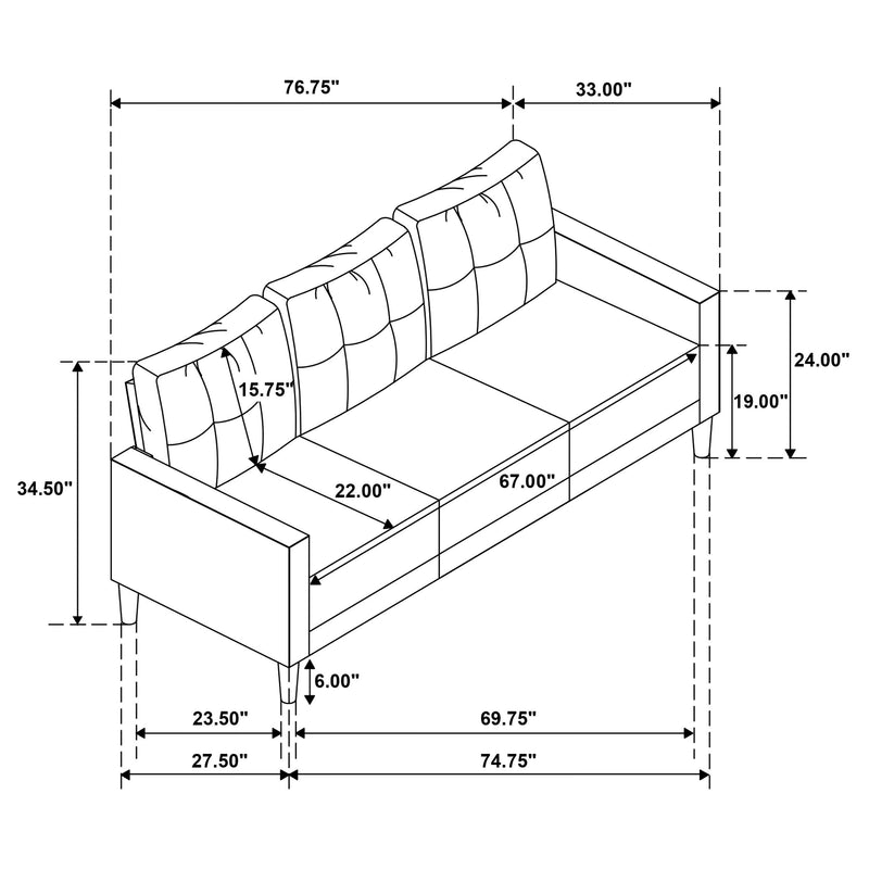 Bowen II 2-piece Upholstered Track Arm Sofa Set Steel Grey - 509981-S2