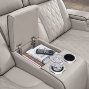 Boyington Gray Power Reclining Loveseat with Console - Gate FurniturePower Reclining Loveseat