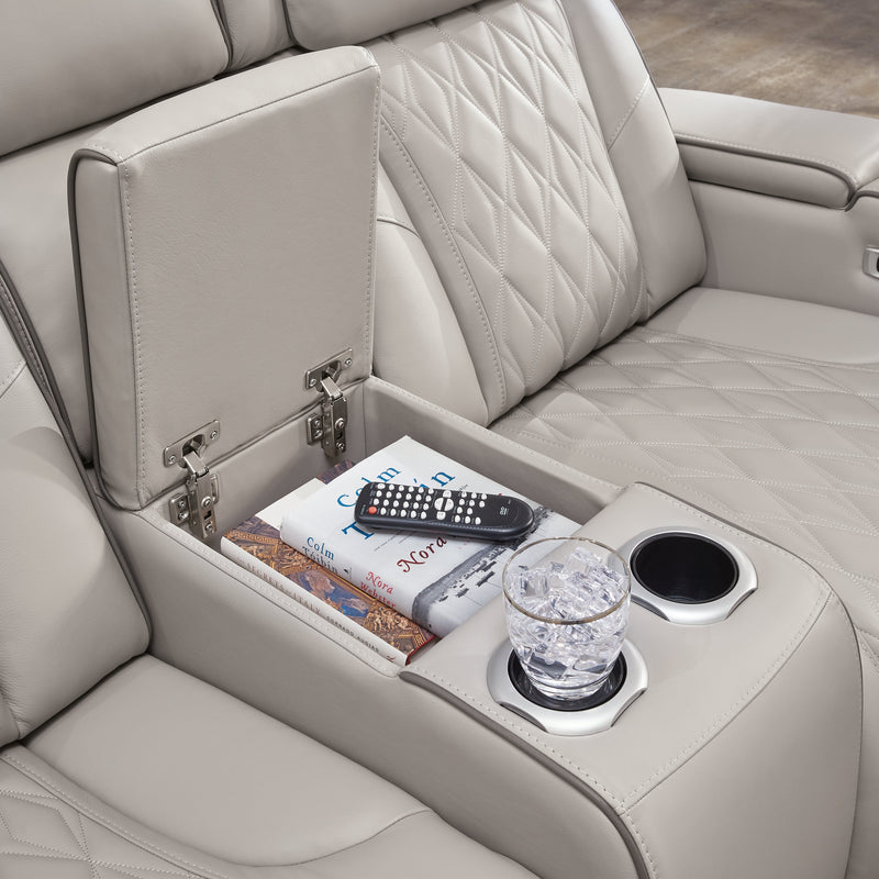 Boyington Gray Power Reclining Loveseat with Console - Gate FurniturePower Reclining Loveseat