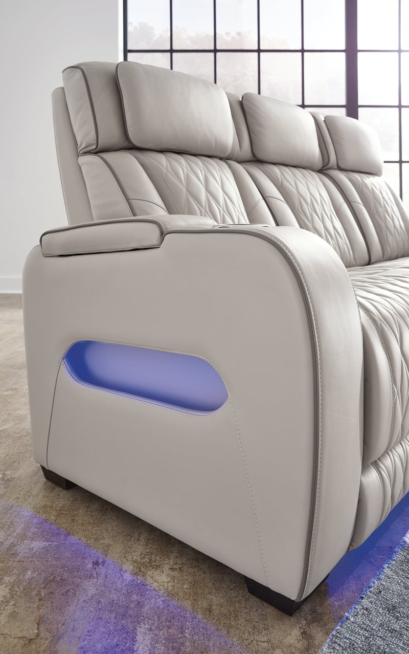 Boyington Gray Power Reclining Loveseat with Console - Gate FurniturePower Reclining Loveseat