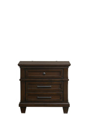 Bradford - 3 Drawers Brown Nightstand with USB Charger - B326-N