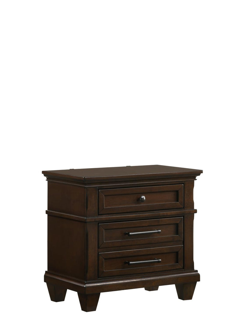 Bradford - 3 Drawers Brown Nightstand with USB Charger - B326-N