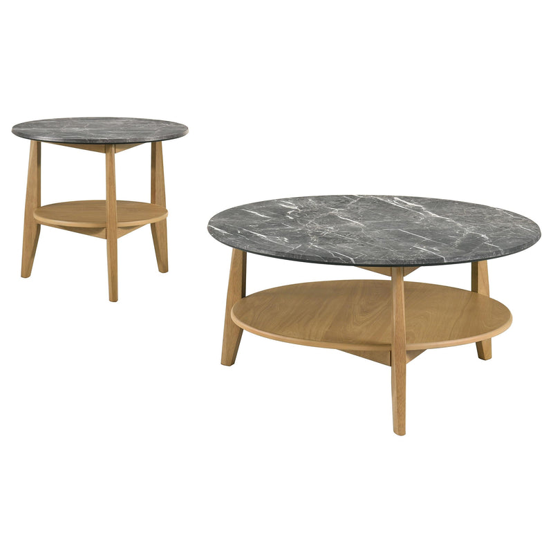 Bradley 2-Piece Round SmartTop Coffee Table Set Grey and Natural - 706448-S2