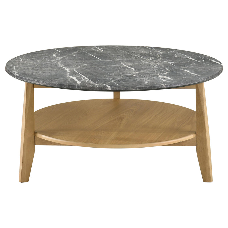 Bradley Round SmartTop Cocktail Coffee Table Grey and Natural - 706448