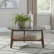 Bradley Round SmartTop Cocktail Coffee Table Smokey Grey and Brown - 706458