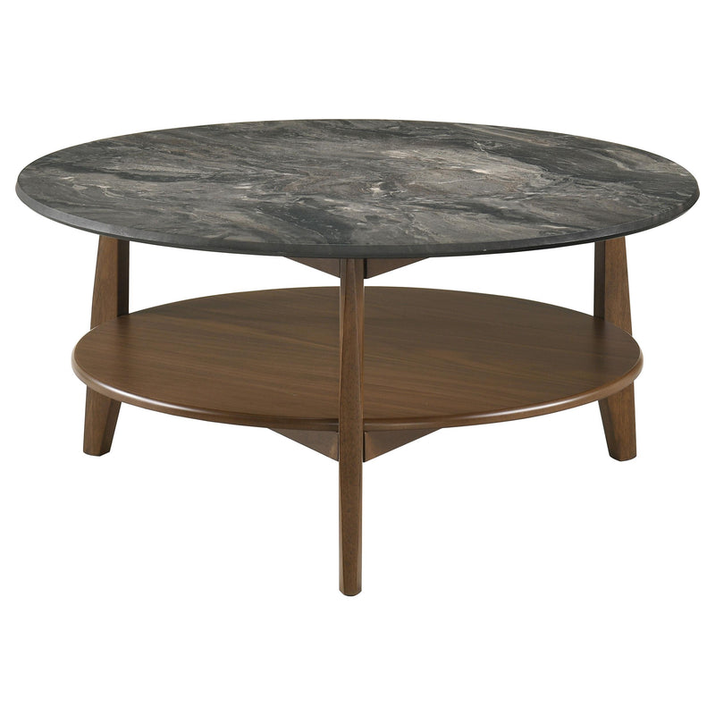 Bradley Round SmartTop Cocktail Coffee Table Smokey Grey and Brown - 706458