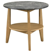 Bradley Round SmartTop End Side Table Grey and Natural - 706447