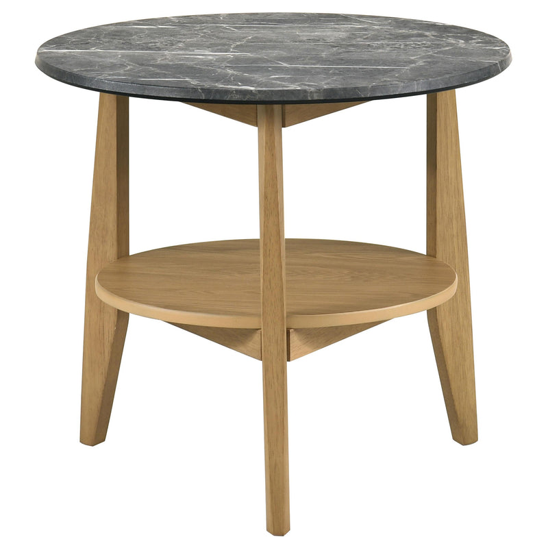 Bradley Round SmartTop End Side Table Grey and Natural - 706447