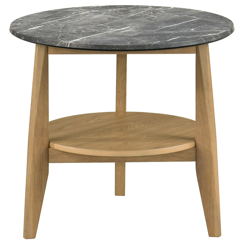 Bradley Round SmartTop End Side Table Grey and Natural - 706447