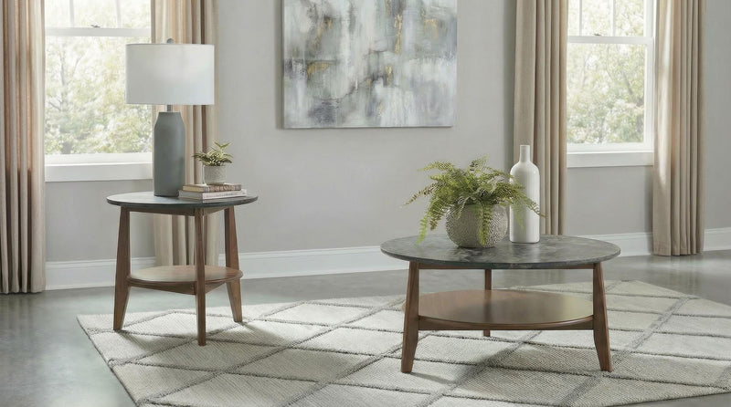Bradley Round SmartTop End Side Table Smokey Grey and Dark Brown - 706457