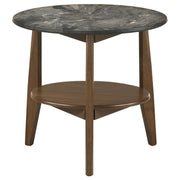 Bradley Round SmartTop End Side Table Smokey Grey and Dark Brown - 706457