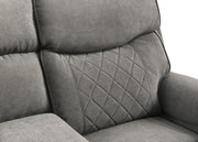 Brande - Gray Manual Recliner Loveseat with Storage Console, Power Source, Cup Holder - L655-L