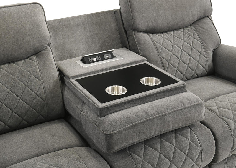 Brande - Gray Manual Recliner Sofa with DDT, Power Source, Cup Holder - L655-S
