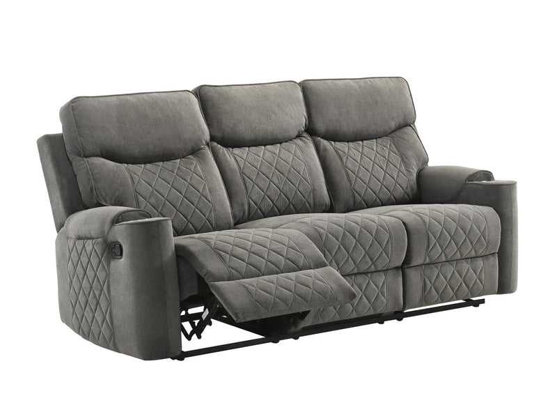 Brande - Gray Manual Recliner Sofa with DDT, Power Source, Cup Holder - L655-S