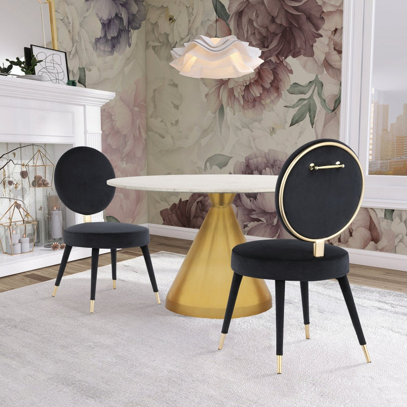 Brandy Velvet Upholstered Dining Chair in Black, Set of 2 - 580Black-C