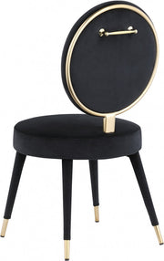 Brandy Velvet Upholstered Dining Chair in Black, Set of 2 - 580Black-C
