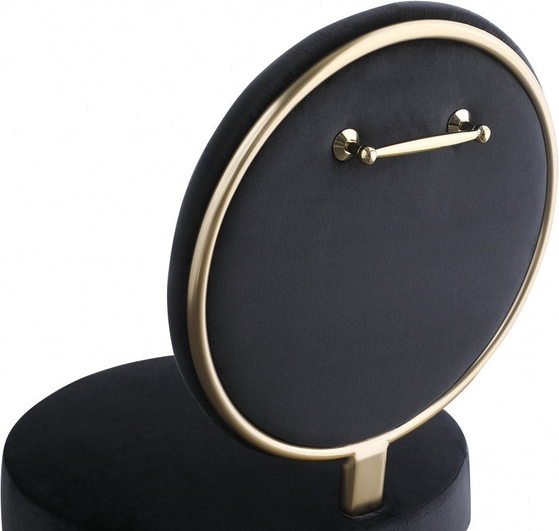 Brandy Velvet Upholstered Dining Chair in Black, Set of 2 - 580Black-C