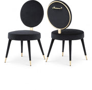 Brandy Velvet Upholstered Dining Chair in Black, Set of 2 - 580Black-C