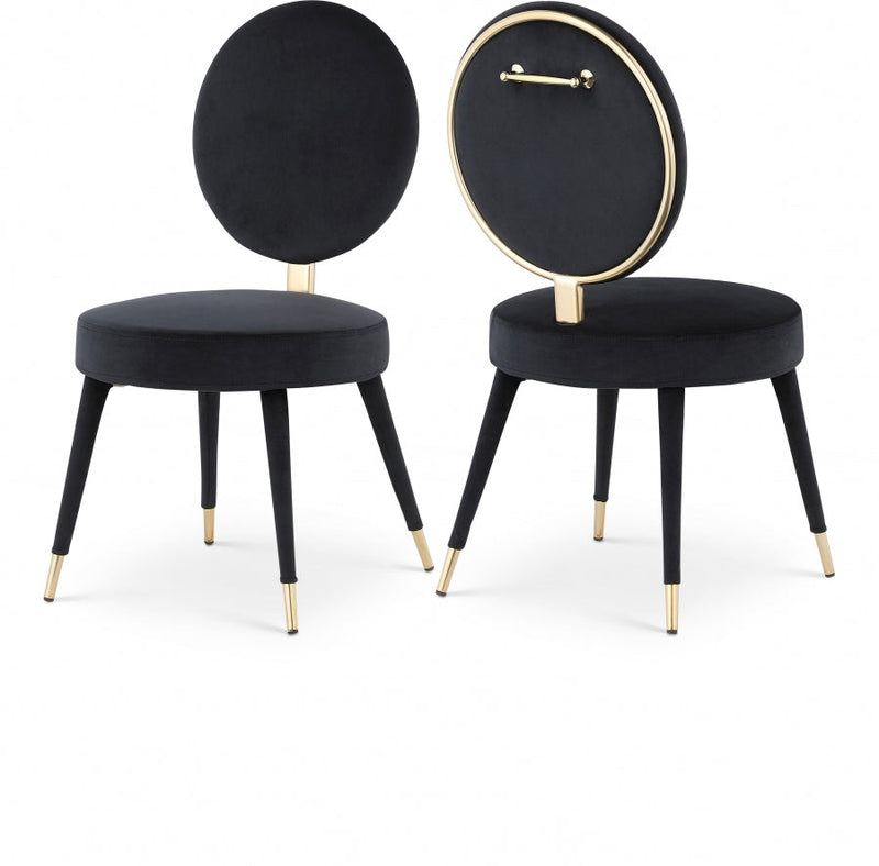 Brandy Velvet Upholstered Dining Chair in Black, Set of 2 - 580Black-C
