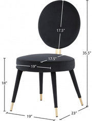 Brandy Velvet Upholstered Dining Chair in Black, Set of 2 - 580Black-C