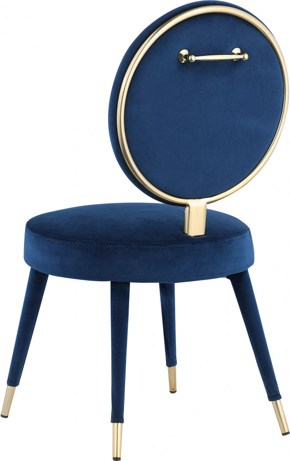 Brandy Velvet Upholstered Dining Chair in Blue, Set of 2 - 580Navy-C