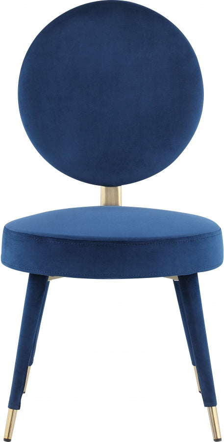 Brandy Velvet Upholstered Dining Chair in Blue, Set of 2 - 580Navy-C