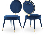 Brandy Velvet Upholstered Dining Chair in Blue, Set of 2 - 580Navy-C