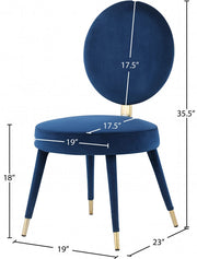 Brandy Velvet Upholstered Dining Chair in Blue, Set of 2 - 580Navy-C