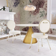 Brandy Velvet Upholstered Dining Chair in Cream, Set of 2 - 580Cream-C