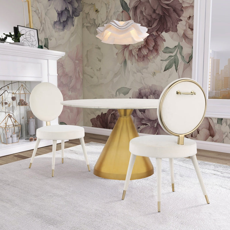 Brandy Velvet Upholstered Dining Chair in Cream, Set of 2 - 580Cream-C