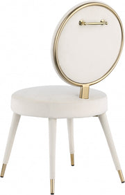 Brandy Velvet Upholstered Dining Chair in Cream, Set of 2 - 580Cream-C