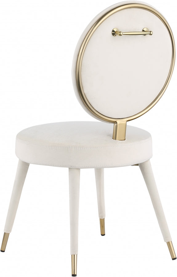 Brandy Velvet Upholstered Dining Chair in Cream, Set of 2 - 580Cream-C