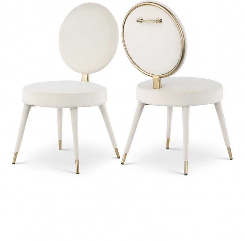 Brandy Velvet Upholstered Dining Chair in Cream, Set of 2 - 580Cream-C