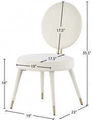 Brandy Velvet Upholstered Dining Chair in Cream, Set of 2 - 580Cream-C