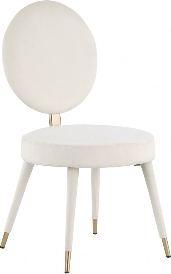 Brandy Velvet Upholstered Dining Chair in Cream, Set of 2 - 580Cream-C