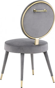 Brandy Velvet Upholstered Dining Chair in Grey, Set of 2 - 580Grey-C