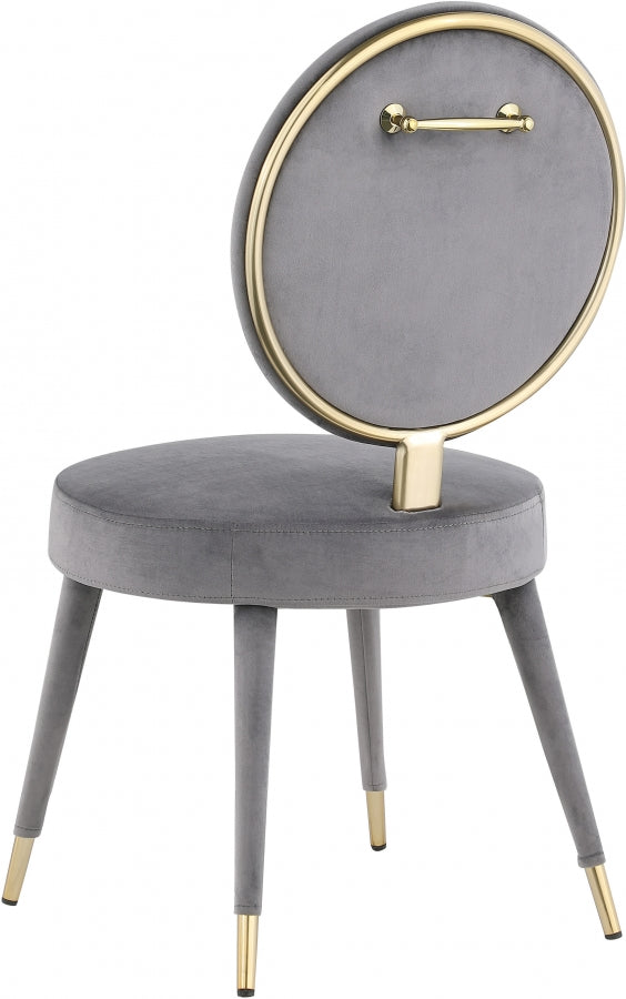 Brandy Velvet Upholstered Dining Chair in Grey, Set of 2 - 580Grey-C