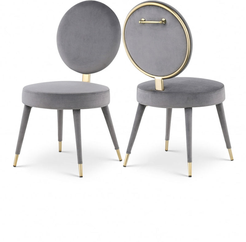 Brandy Velvet Upholstered Dining Chair in Grey, Set of 2 - 580Grey-C
