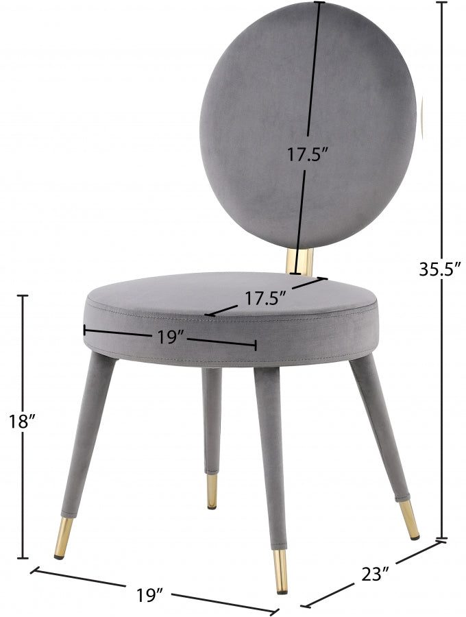 Brandy Velvet Upholstered Dining Chair in Grey, Set of 2 - 580Grey-C