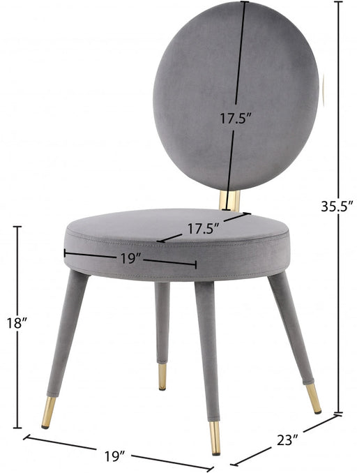 Brandy Velvet Upholstered Dining Chair in Grey, Set of 2 - 580Grey-C