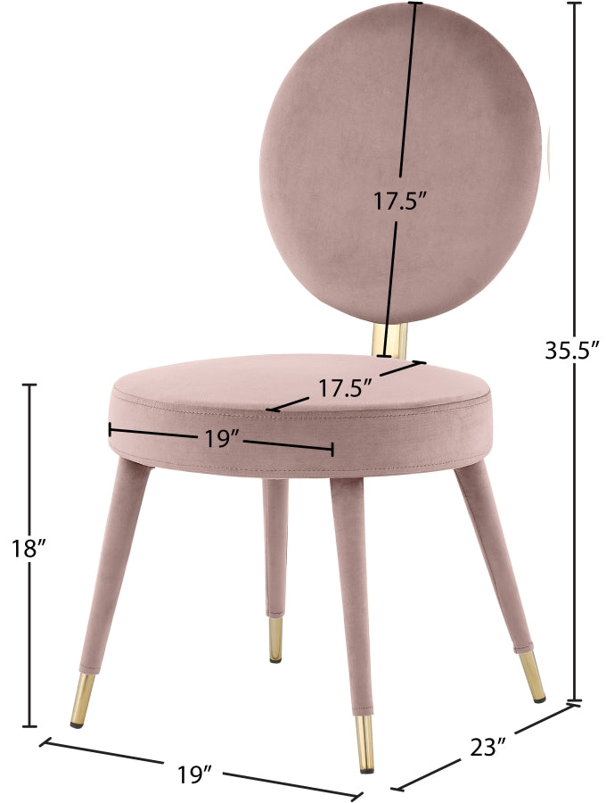 Brandy Velvet Upholstered Dining Chair in Pink, Set of 2 - 580Pink-C