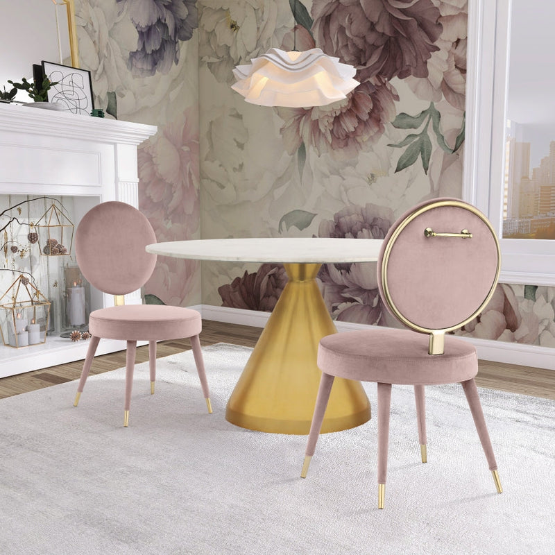Brandy Velvet Upholstered Dining Chair in Pink, Set of 2 - 580Pink-C