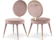 Brandy Velvet Upholstered Dining Chair in Pink, Set of 2 - 580Pink-C