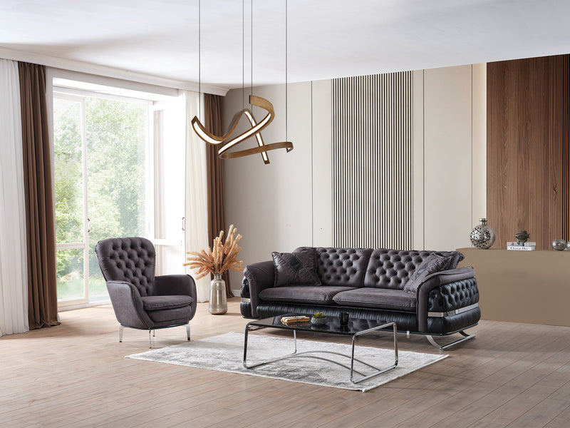Bravo 3-pieces (Sofa & Loveseat & Chair) Livingroom Set Black in Black - 101-BRA-ZENA-321